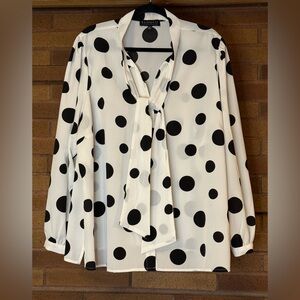 Eloquii Black and White Polka Dot Blouse